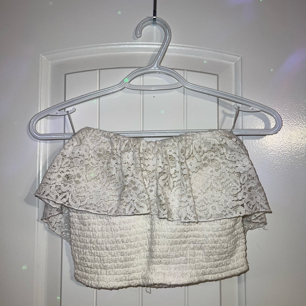 Bright white Hollister tube top laced. Brighter white in person not on camera.